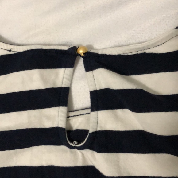 The Limited Mixed Media Navy Blue Stripe Cotton and Lace Tank Top size M Petite - Picture 6 of 10